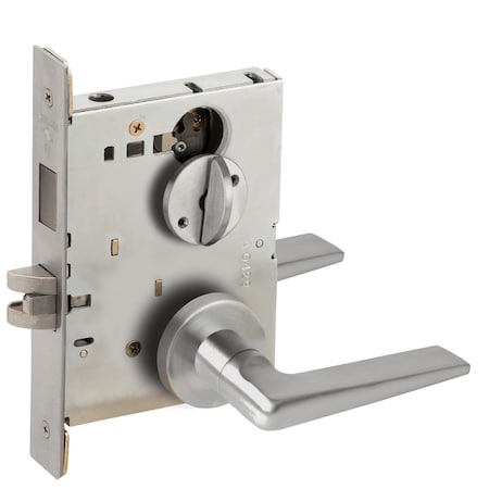Grade 1 Privacy With Deadbolt And Coin Turn Mortise Lock, 05 Lever, A Rose, Satin Stainless Steel Fi
